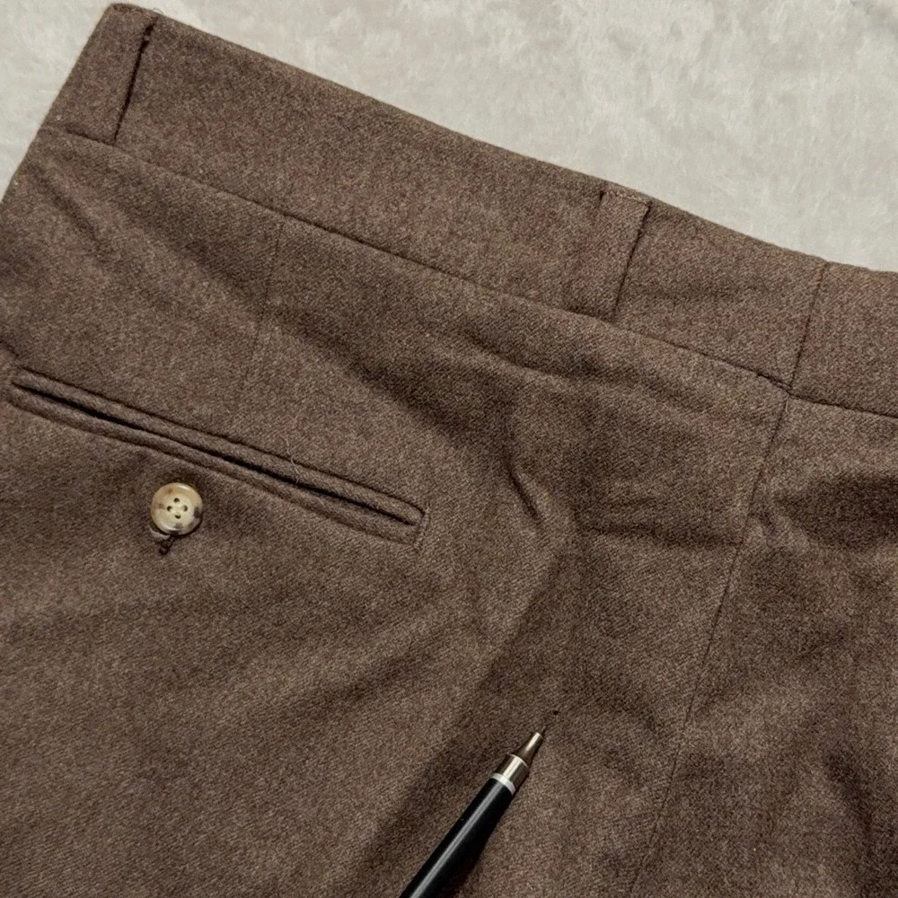 Vintage Pendleton Dress Pants Mens 38x25 Brown Wool Pleated Straight Leg USA 70s